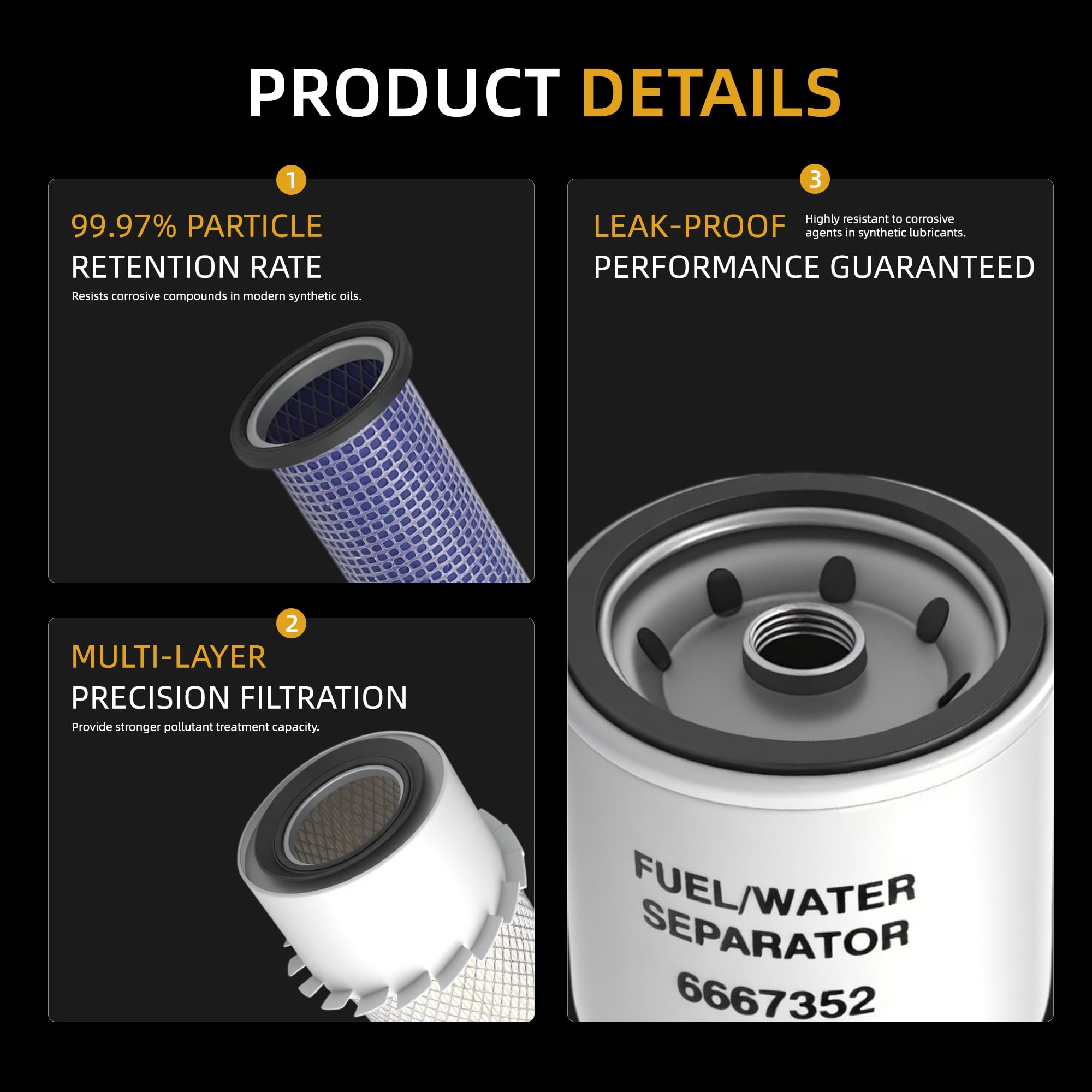 JAVOUKA hydraulic filter base and threads visible to ensure proper seal and leak prevention