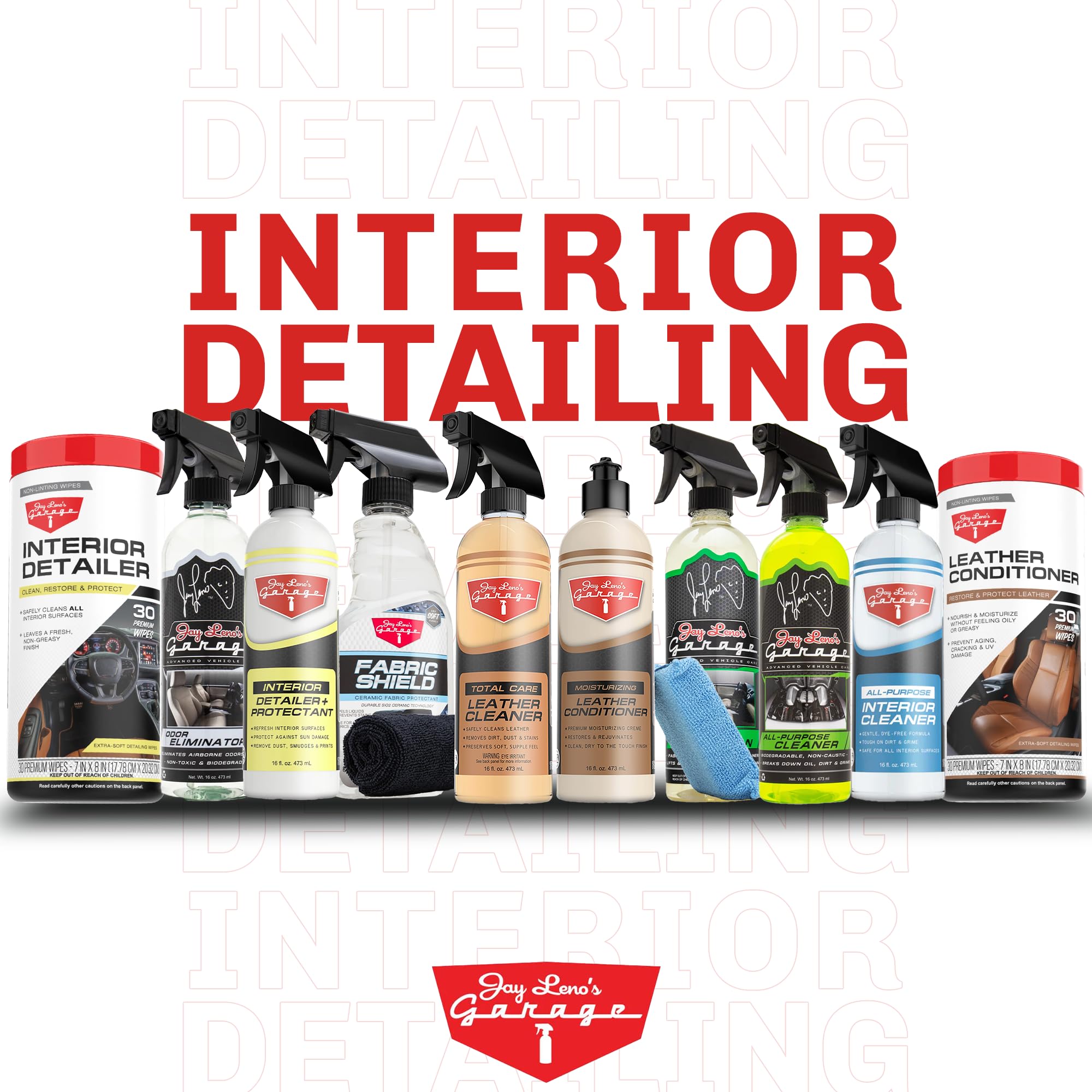 Jay Leno's Garage kit staged in a clean garage lifestyle scene for enthusiast appeal