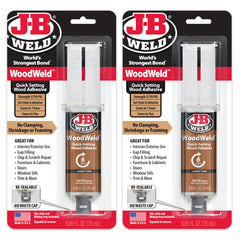 J-B Weld front packaging showing 2-pack syringe and benefits