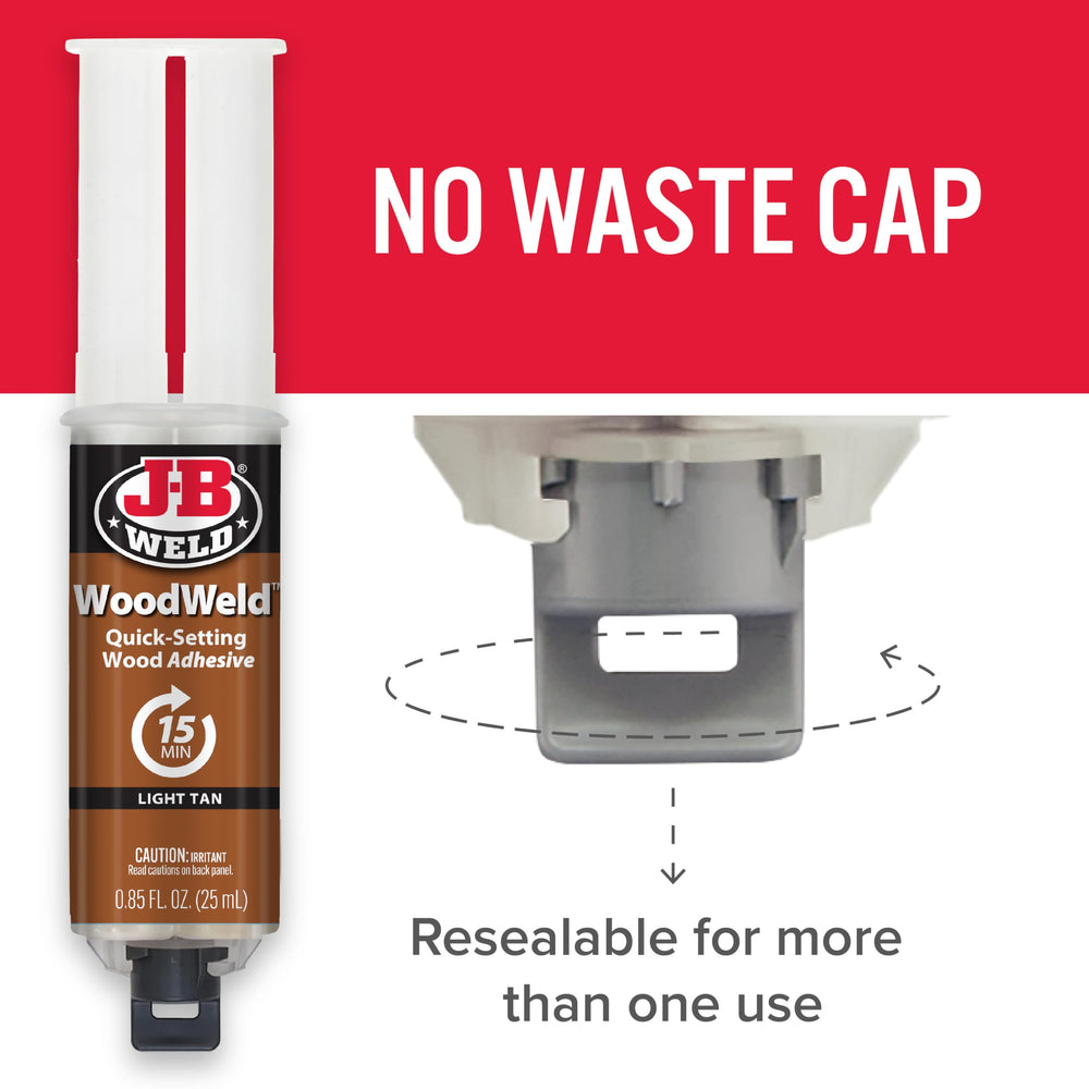 J-B Weld resealable cap detail preserving unused product freshness