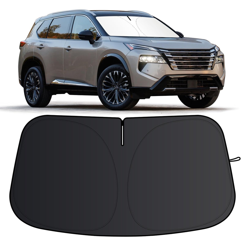 JCRNBU front view on Nissan Rogue showing full windshield coverage and cooling benefit
