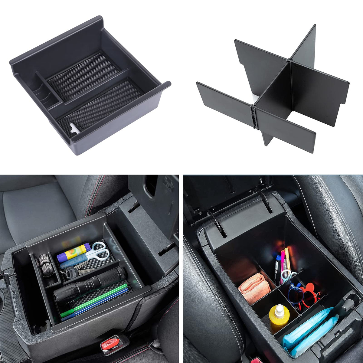JDMCAR front view of console inserts showing tidy compartments and quick access