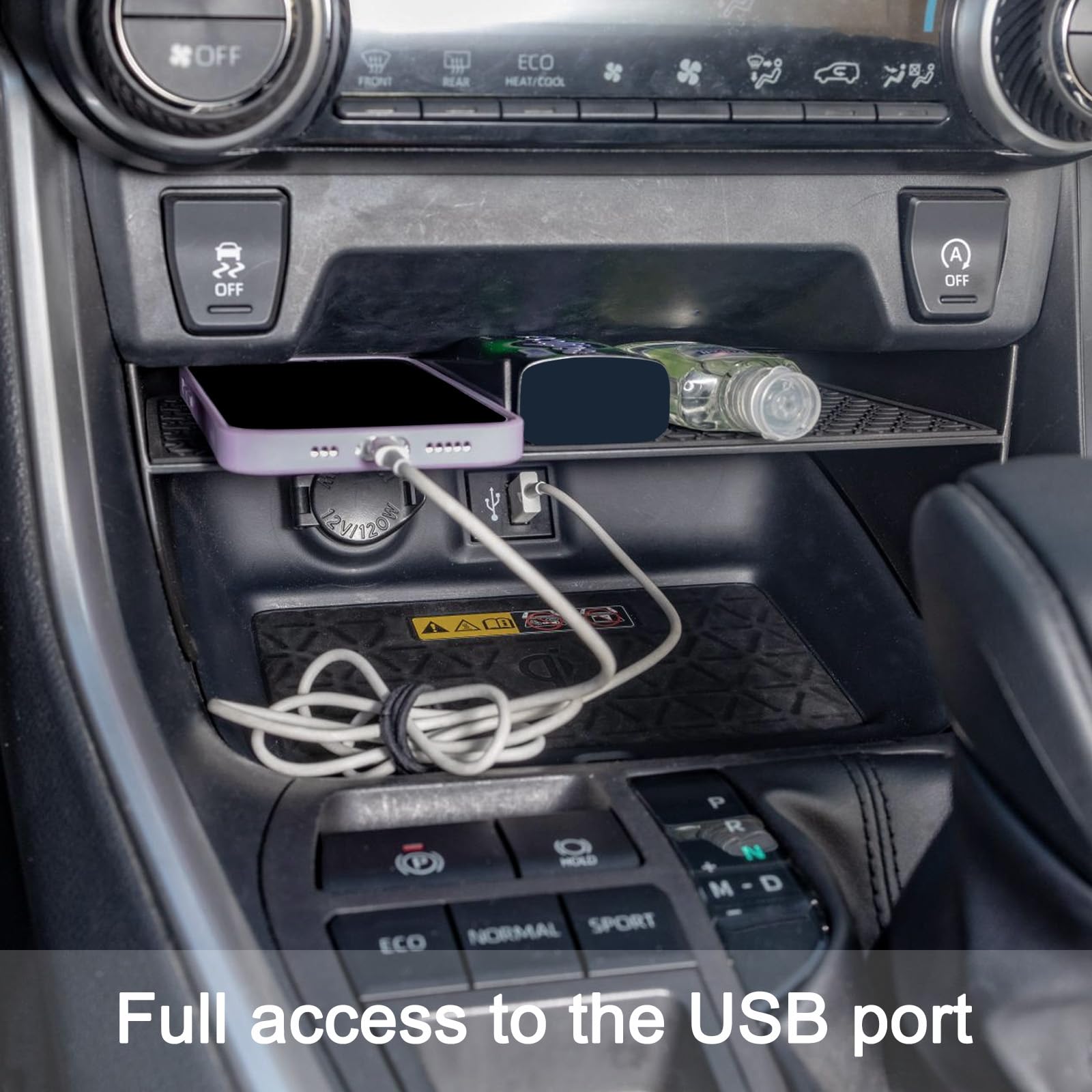 JDMCAR organizer installed in RAV4 console for tidy, rattle-free storage