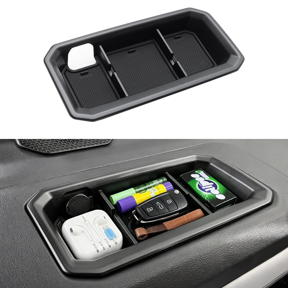 JDMCAR front view of dashboard tray showing fit and clean look