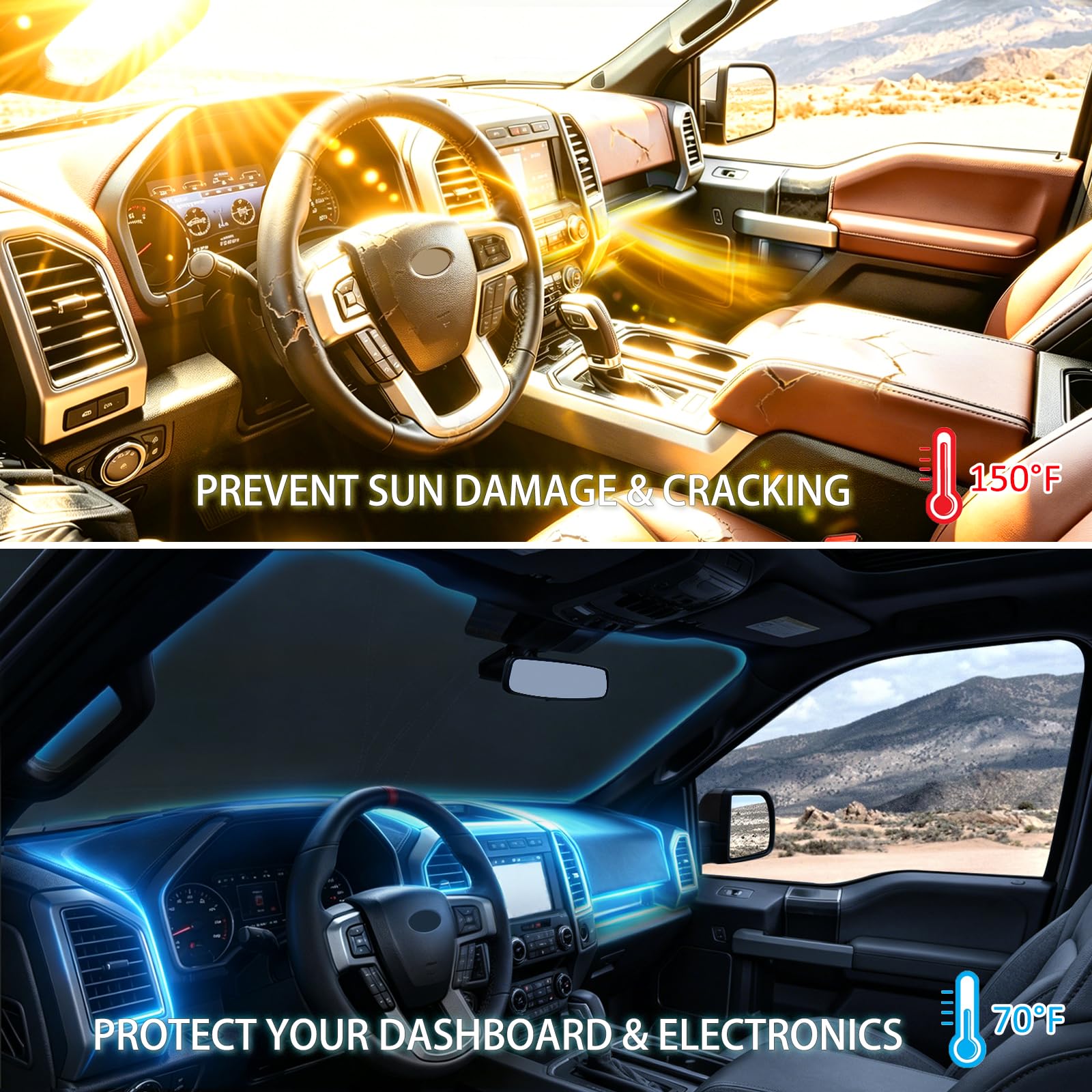JDMCAR sunshade folded in storage pouch for compact, convenient stowage