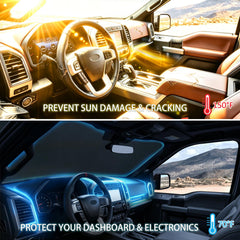 JDMCAR sunshade folded in storage pouch for compact, convenient stowage