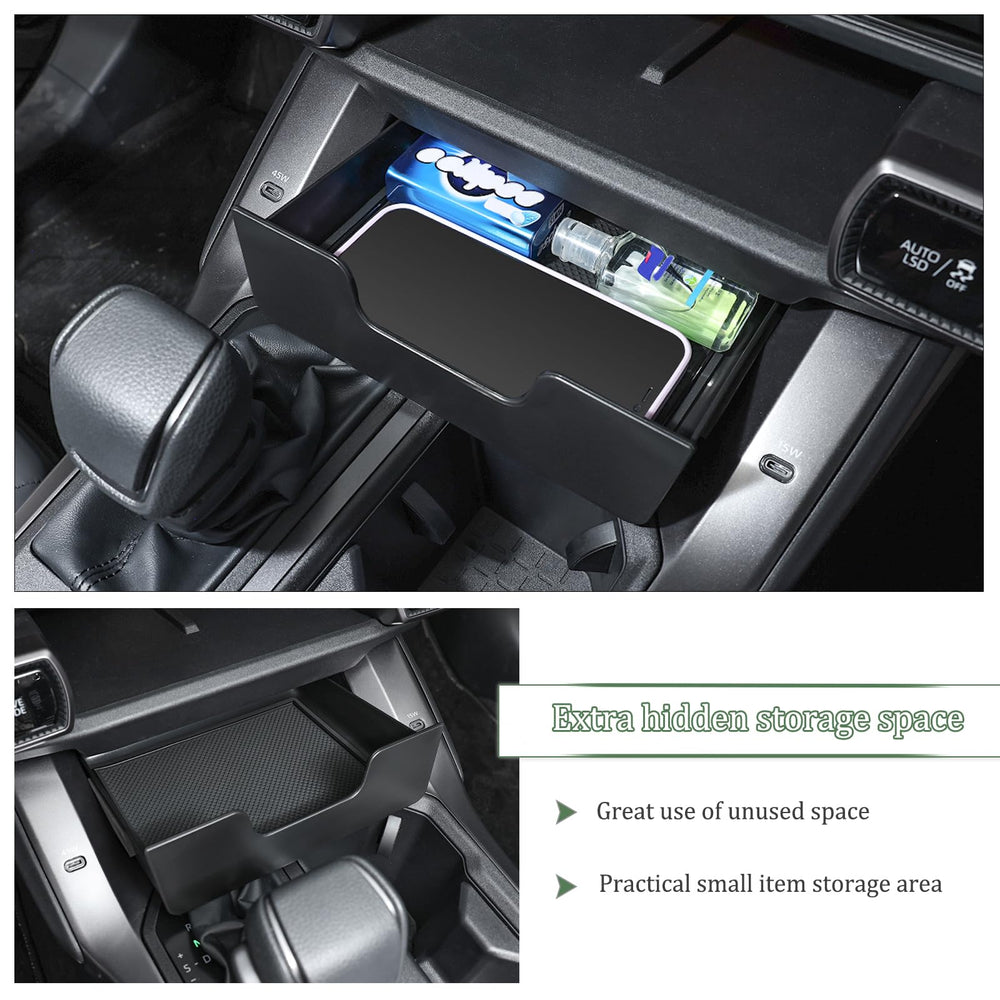 JDMCAR drawer next to hand showing compact size and easy reach benefit