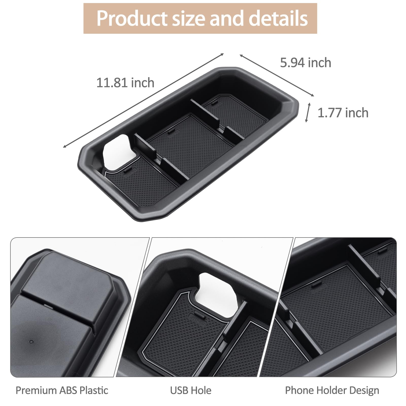 JDMCAR tray with dividers holding small items for quick access