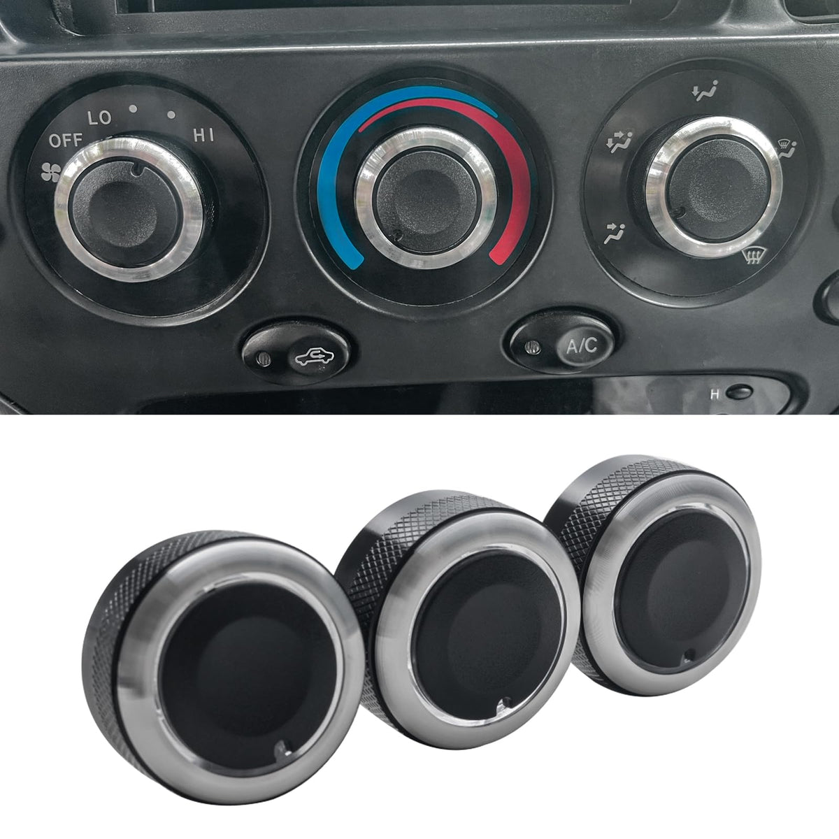 JDMCAR front view knob set showing neat styling and easy swap benefit
