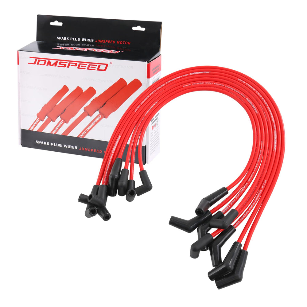 JDMSPEED front view of red HEI wire set showing complete kit and color