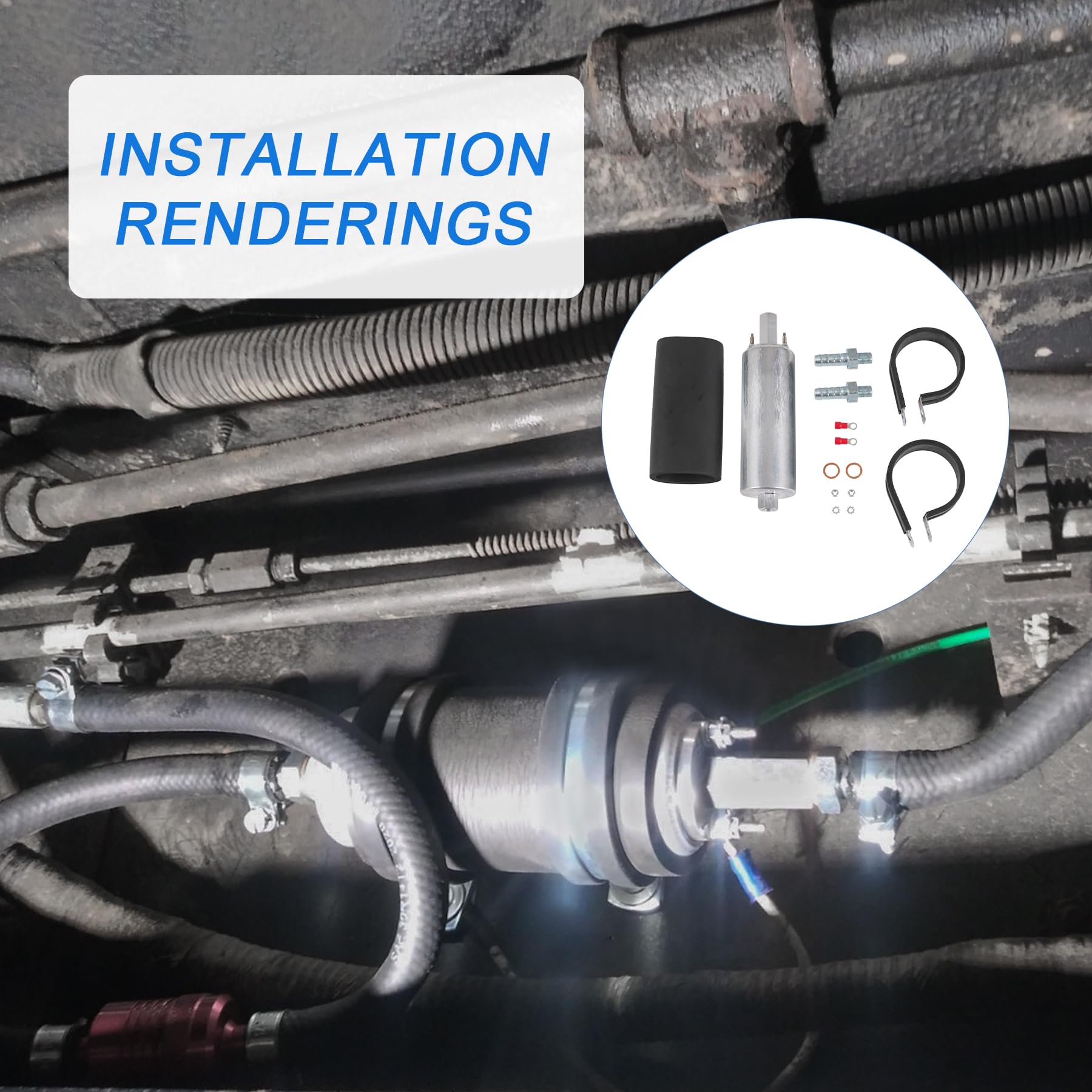 JDMSPEED pump mounted in engine bay demonstrating easy external mounting benefit