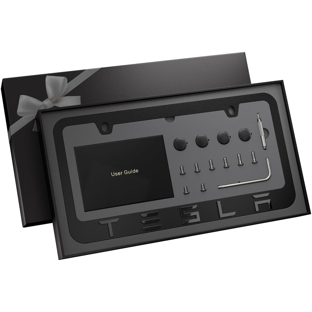 JDMstyle front view of black license plate frame showing sleek profile and clean edge