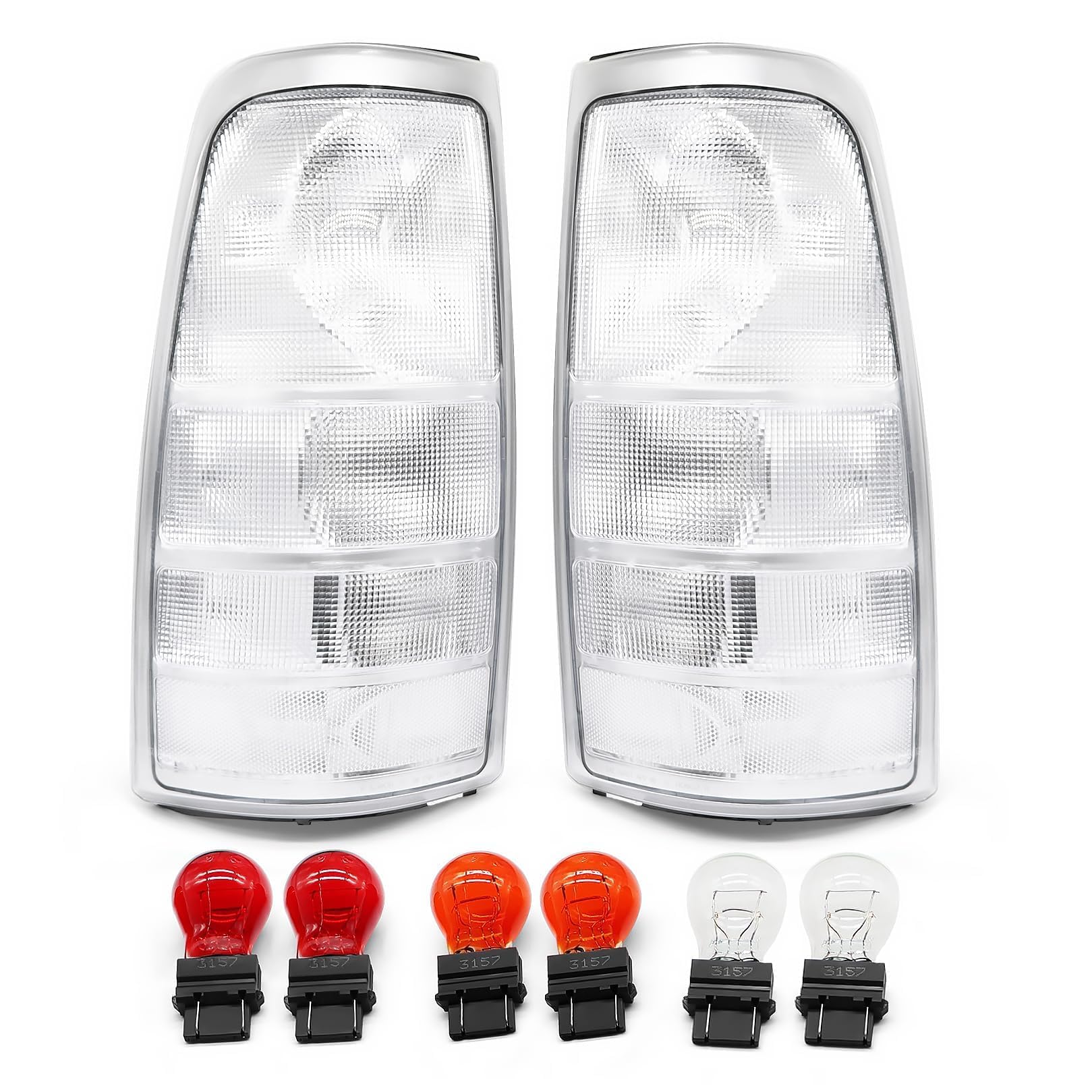 Jecoupoon front assembly on Silverado showing clear lens and improved styling