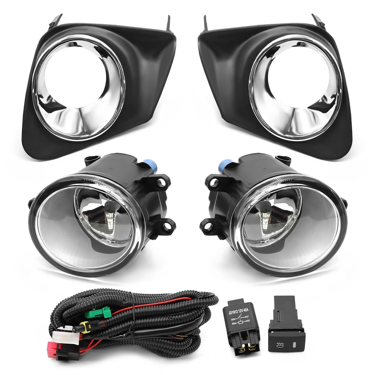 Jecoupoon front fog light assembly front view shows clean fit and better visibility