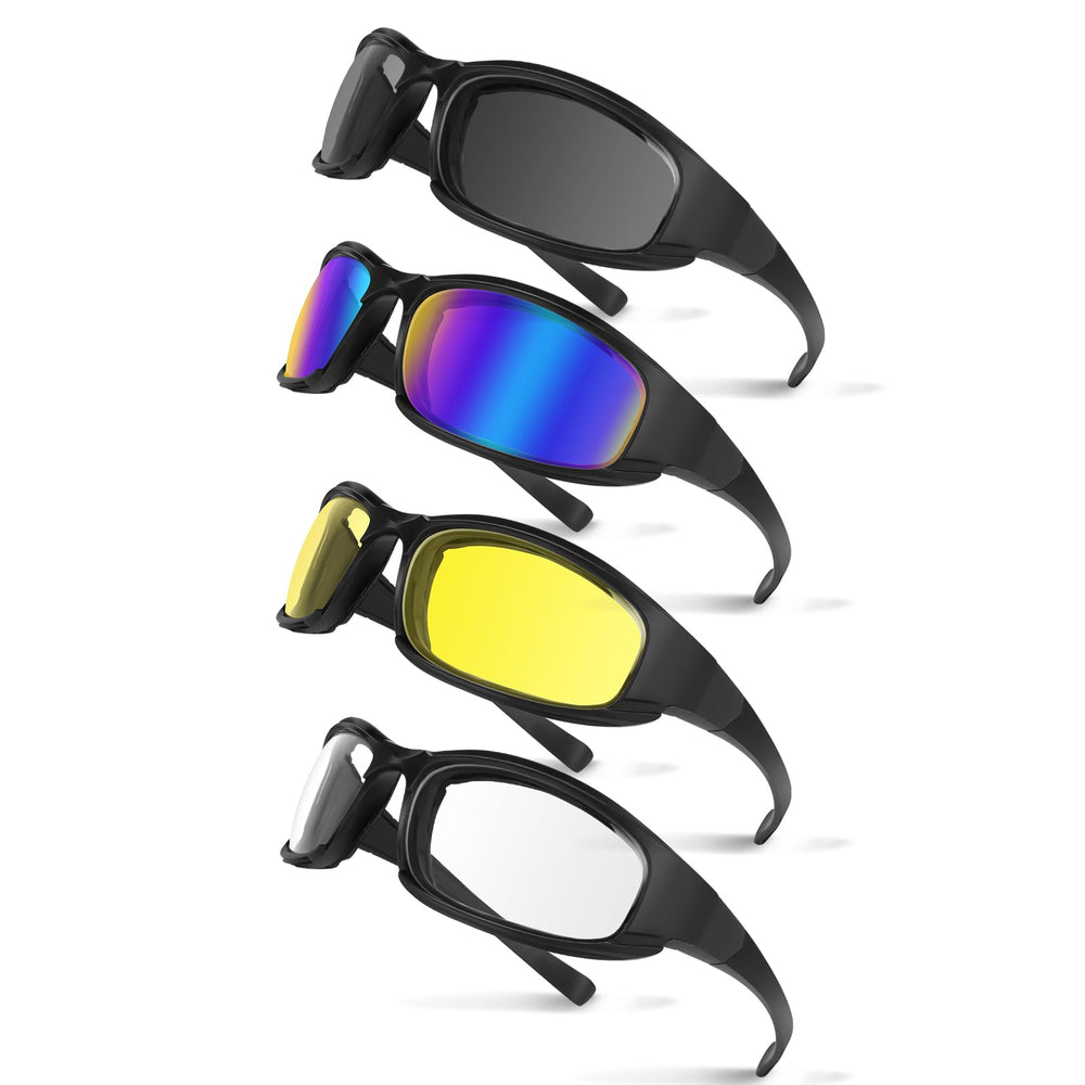 Jeemeele front packaging showing four goggles and compact case benefit organized storage