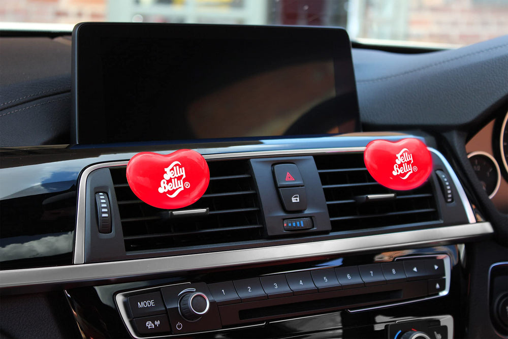 Jelly Belly mounted on car vent demonstrating simple clip-on installation benefit