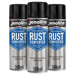 JENOLITE aerosol front packaging showing product and benefit of quick rust conversion