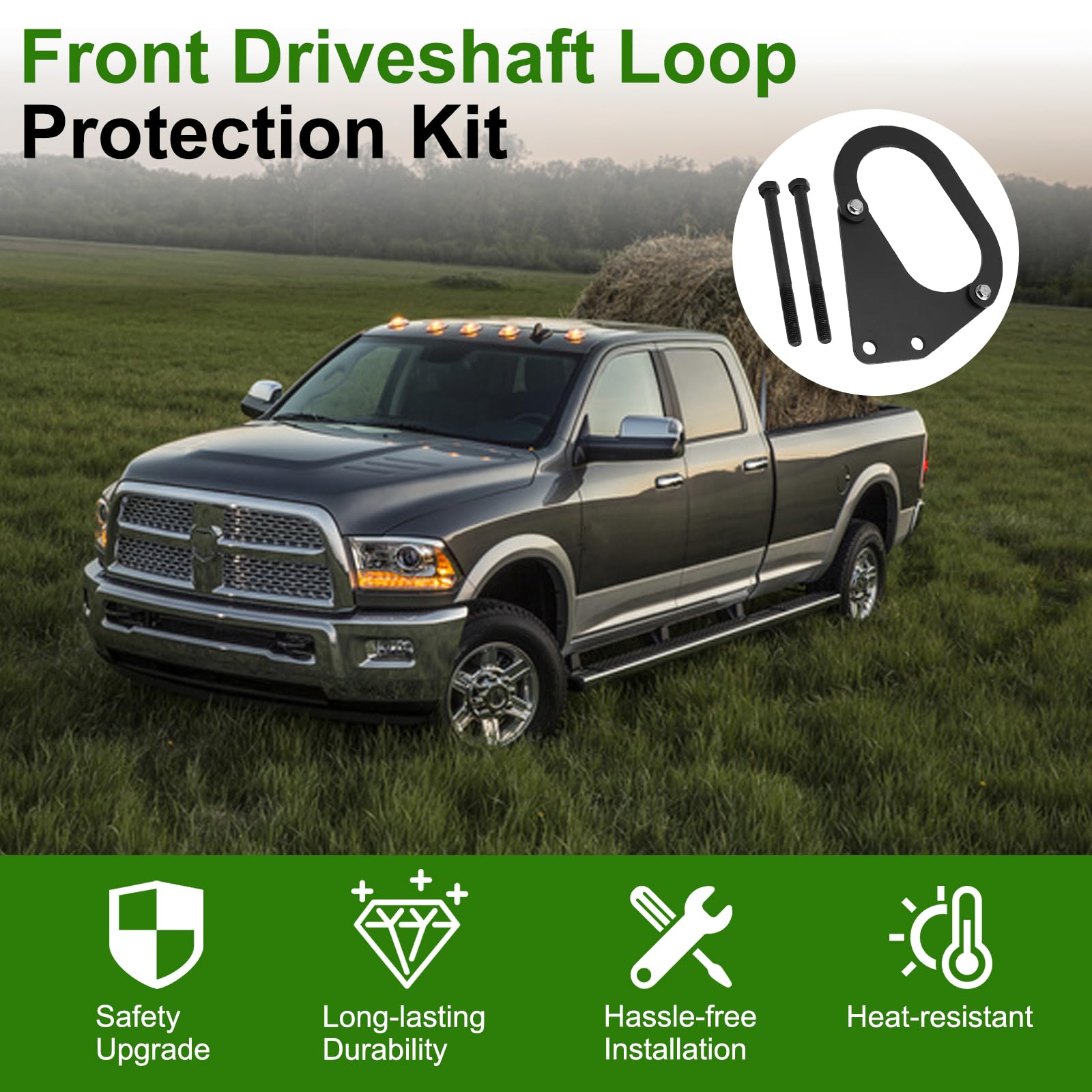 Jerbor driveshaft loop on truck in off‑road setting adds confidence and protection benefit