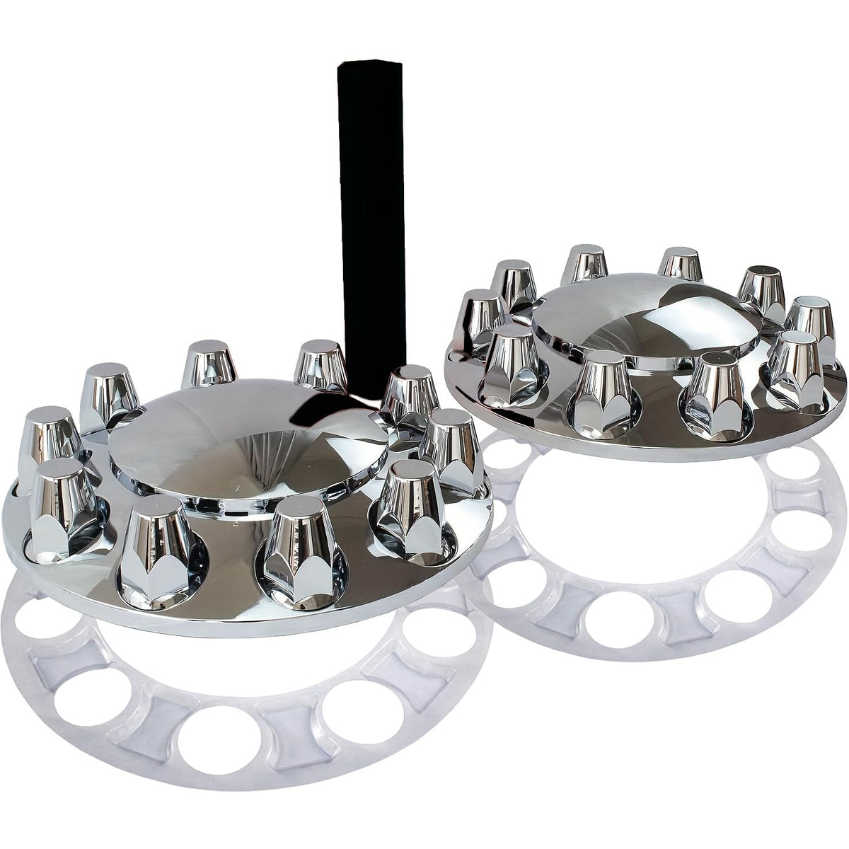 JESONN front axle hubcaps front view showing sleek chrome look and protection