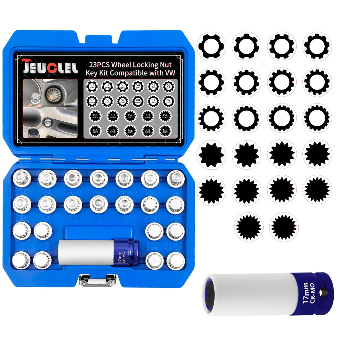 JEUCLEL compact case showing organized sockets for quick access and convenience