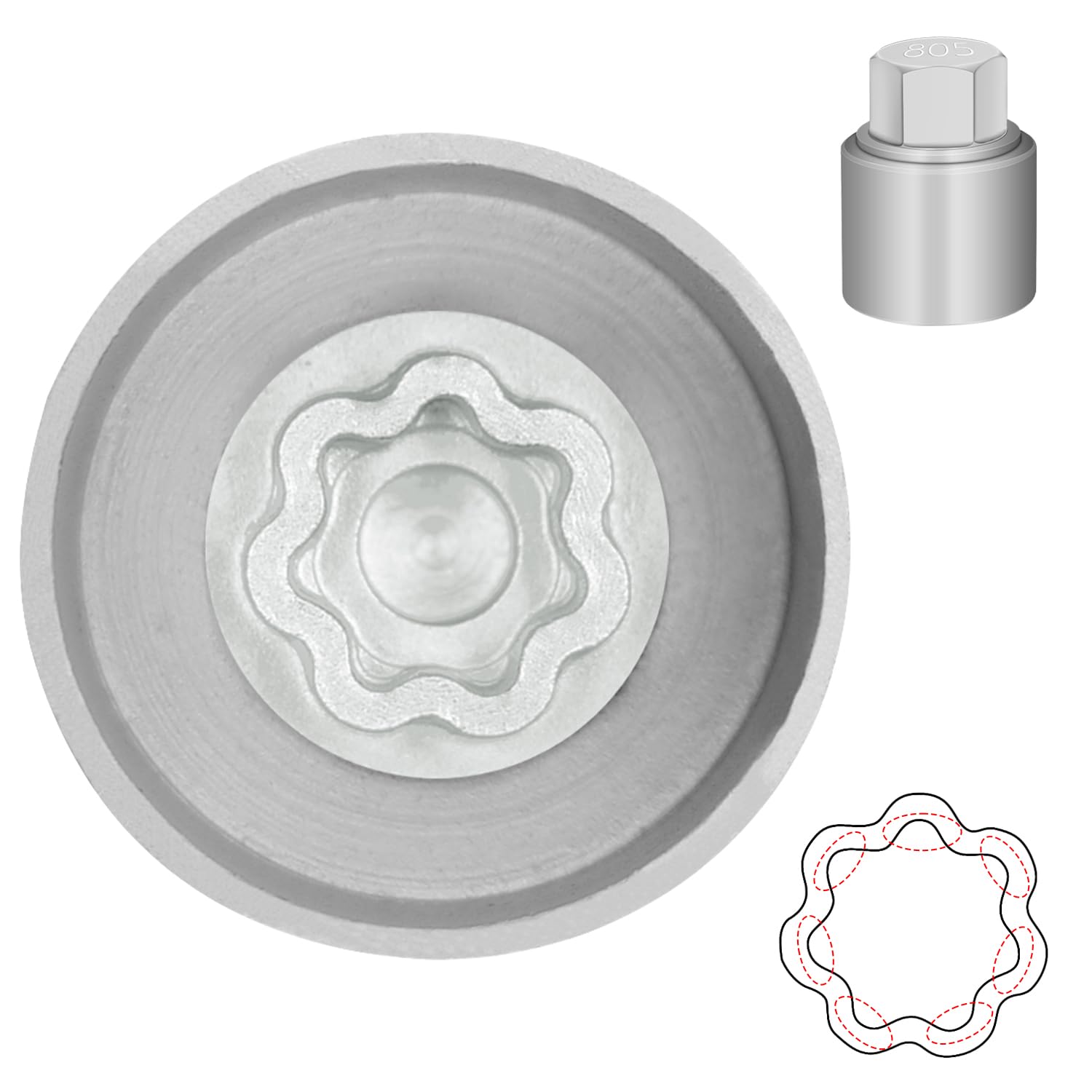 JEUCLEL front view of 805 key showing product and fit benefit