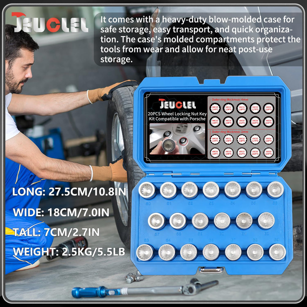 JEUCLEL entire 20-piece set laid out to display included socket variety