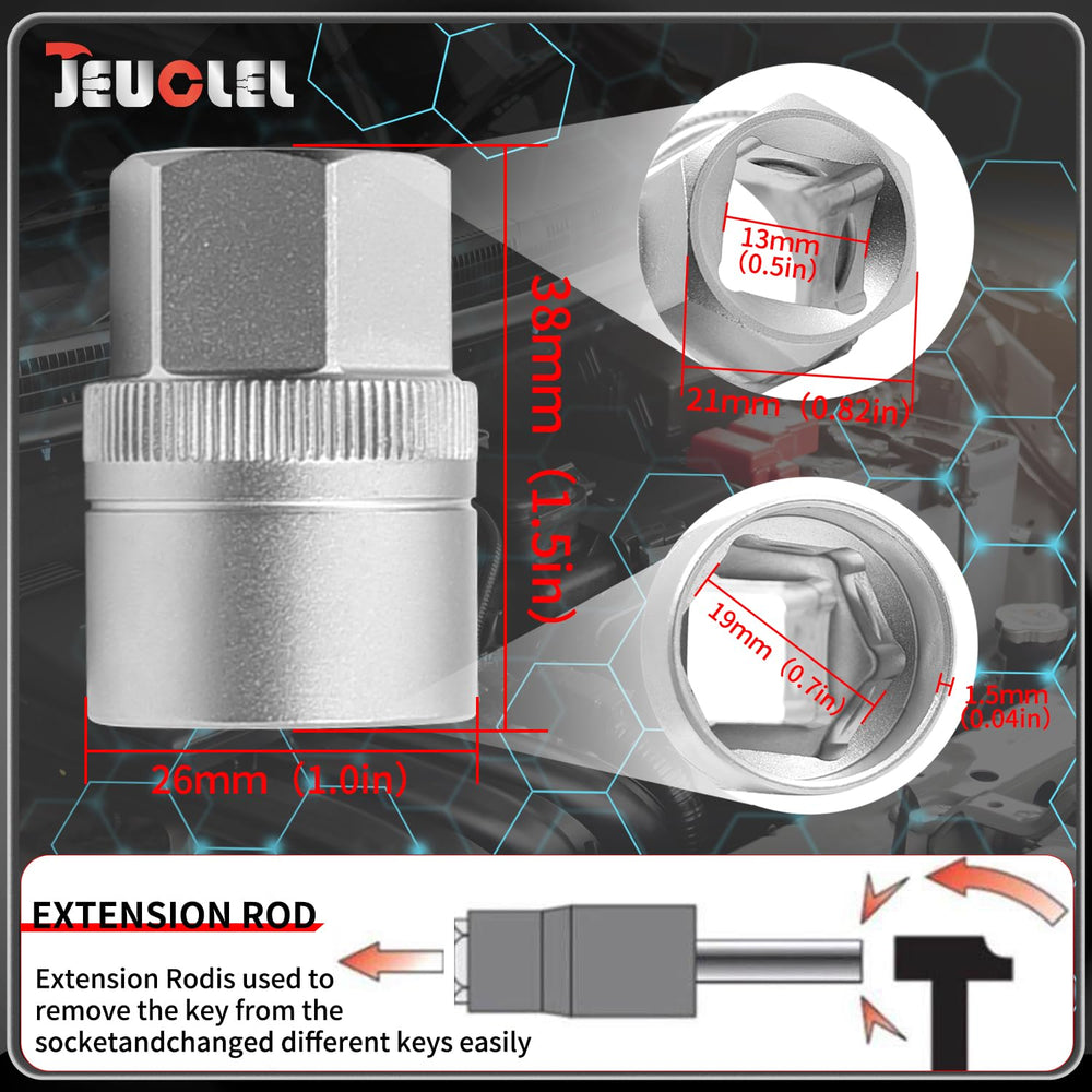 JEUCLEL socket fitted on Mercedes wheel lock demonstrating proper removal