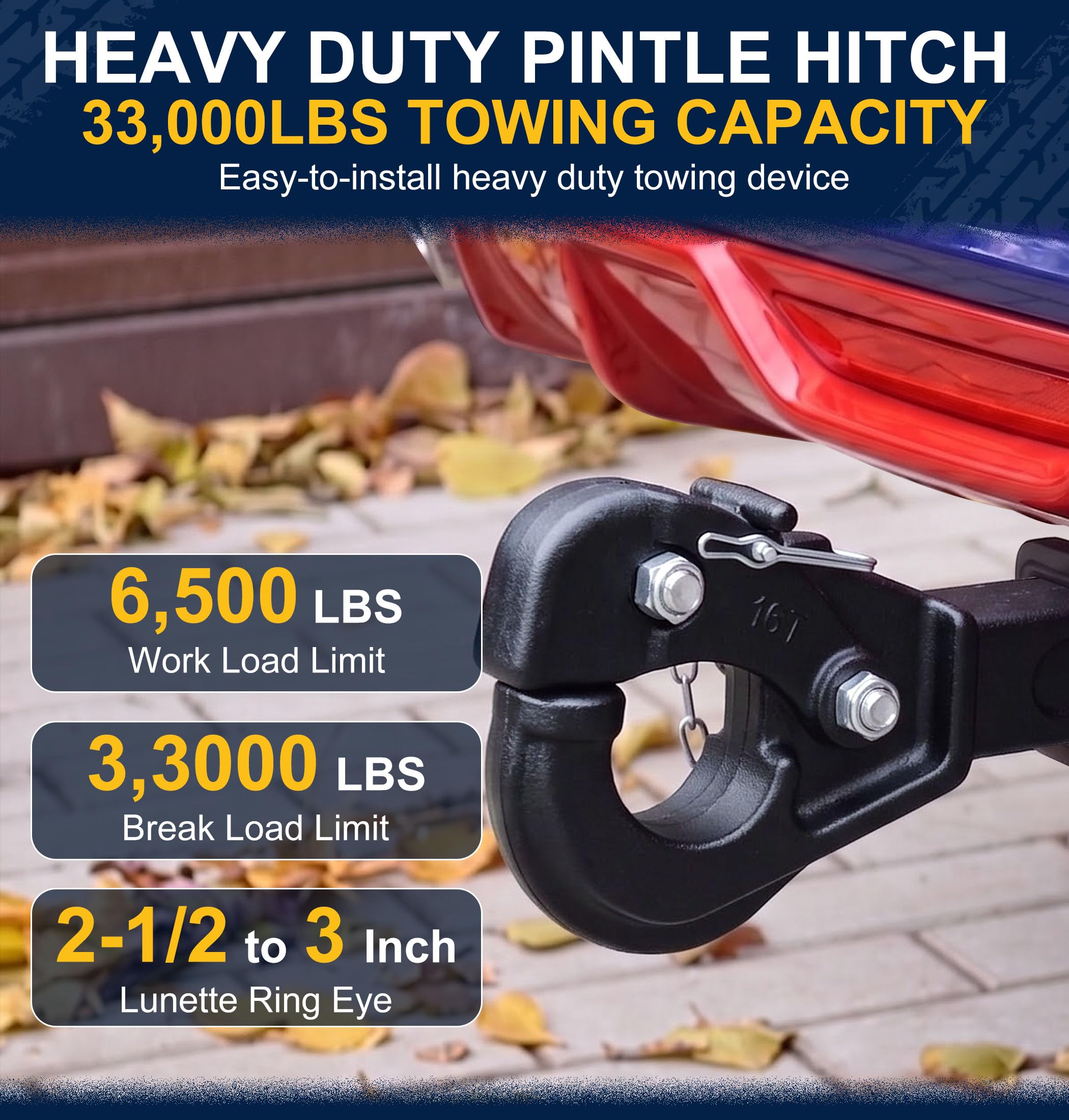 JEXTRA pintle hitch close-up of hook detail highlighting heavy-duty forging strength