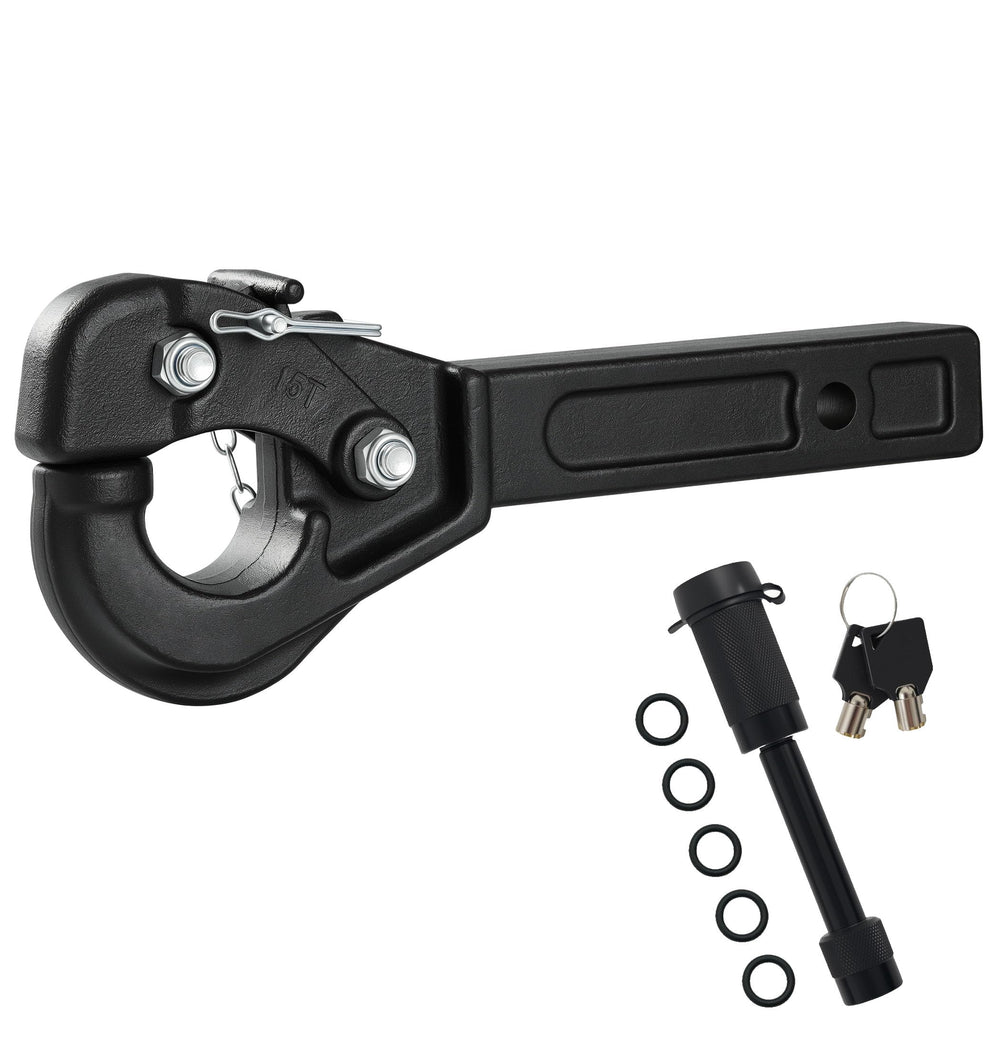 JEXTRA pintle hitch front view showing secure forged hook and robust profile