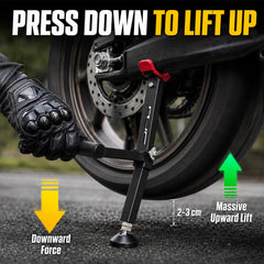 JFG RACING press lever detail illustrating effortless upward lift advantage
