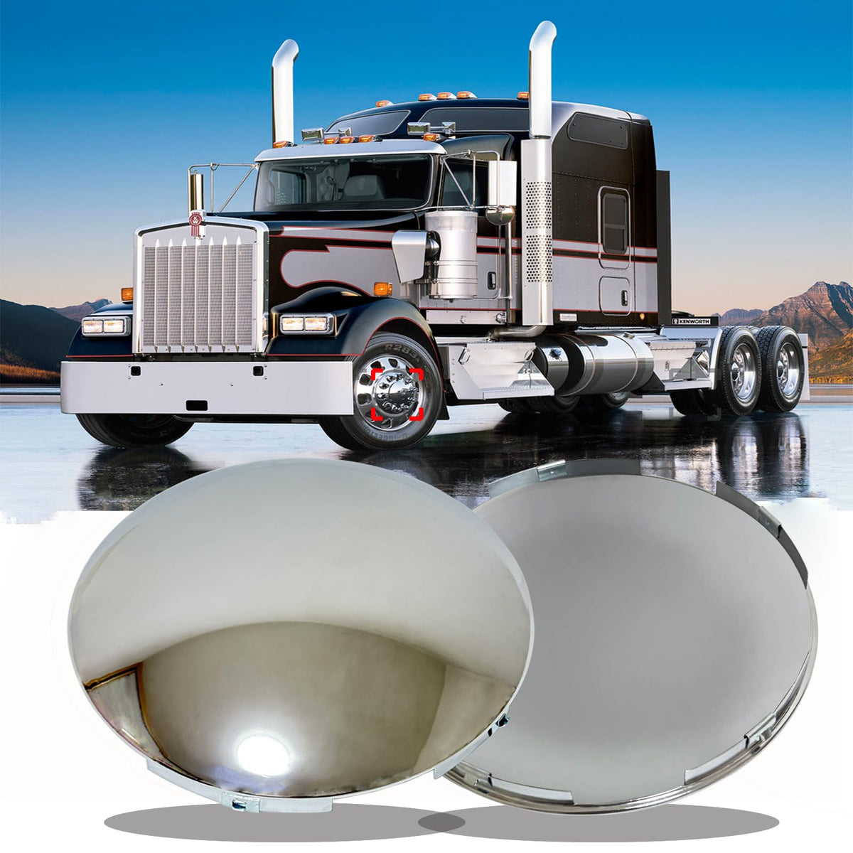 JIANXIAOGUO front view of two chrome hub covers showing polished finish and fit benefit