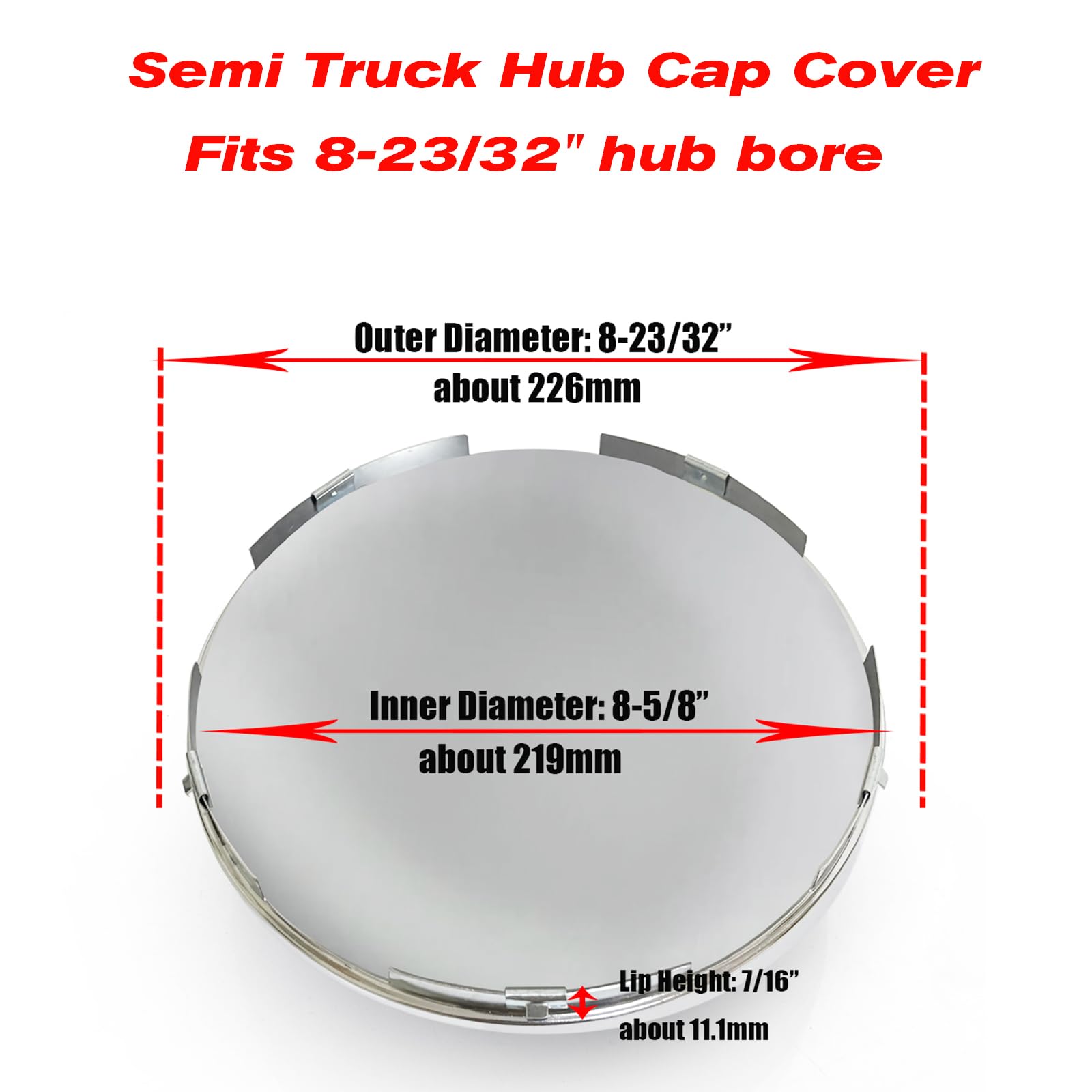 JIANXIAOGUO hub cover beside ruler illustrating 8-23/32" fit for correct selection