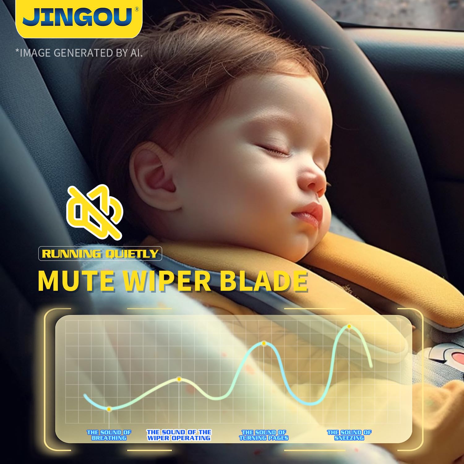 JINGOU in-car windshield view showing clearer vision while driving