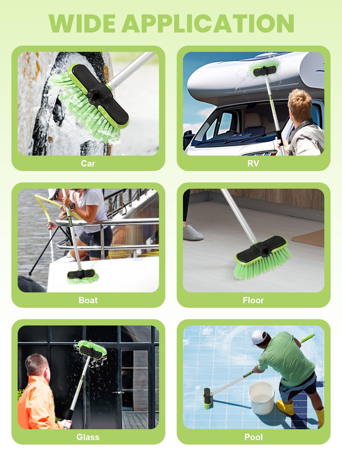 Jisejima brush used on deck and driveway for multi-surface outdoor cleaning