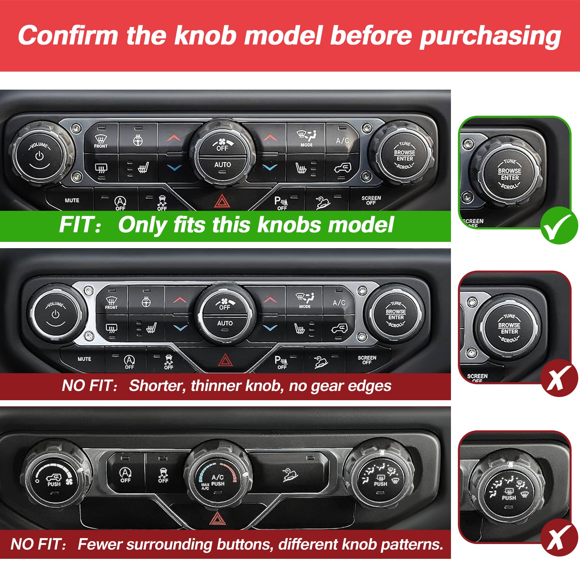 JIYOUNGSEN AC knob detail comparison showing fit and upgraded look