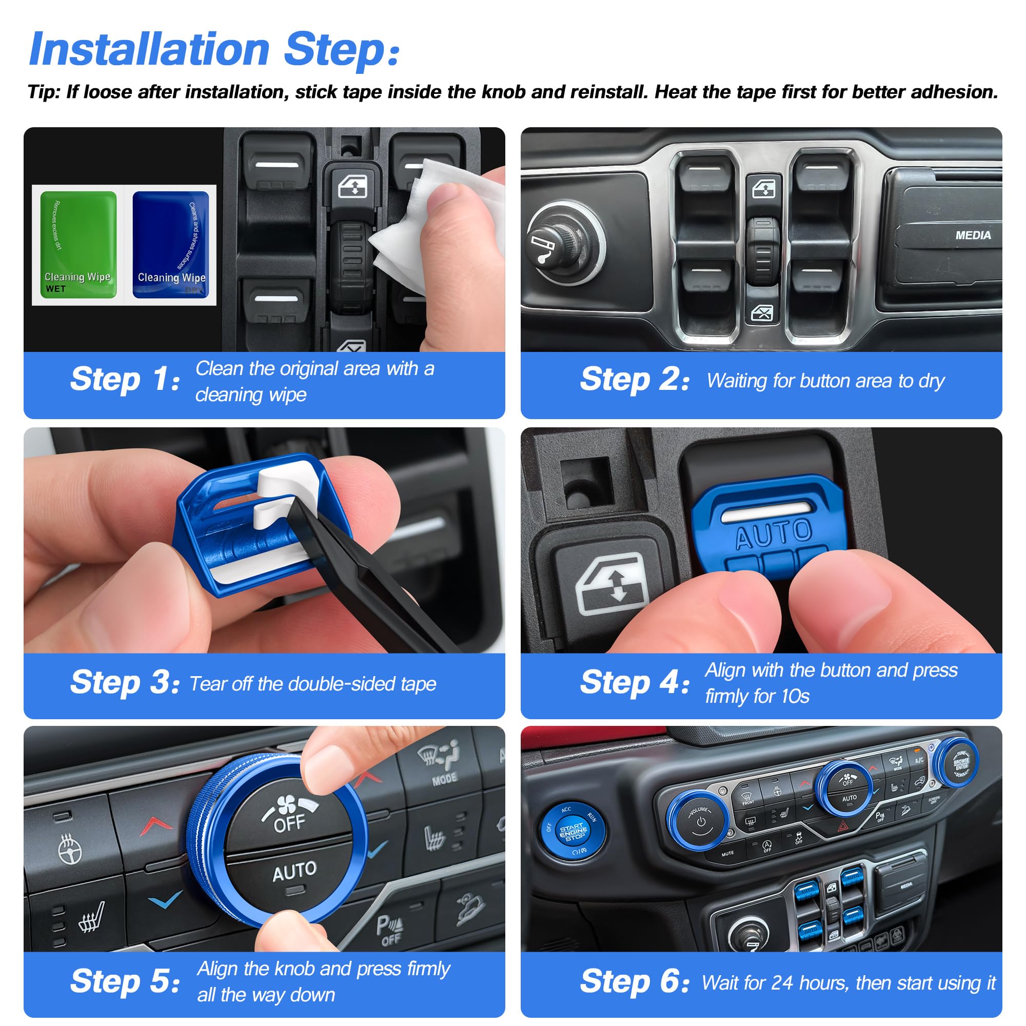 JIYOUNGSEN volume knob and headlight switch setup showing secure fit and preserved function
