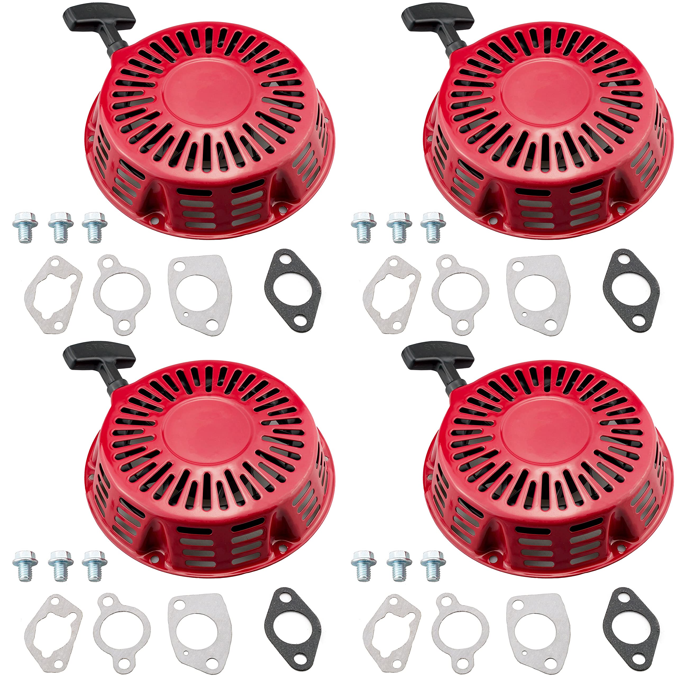 JJing recoil starter front assembly showing mounting flange and cord for reliable starts