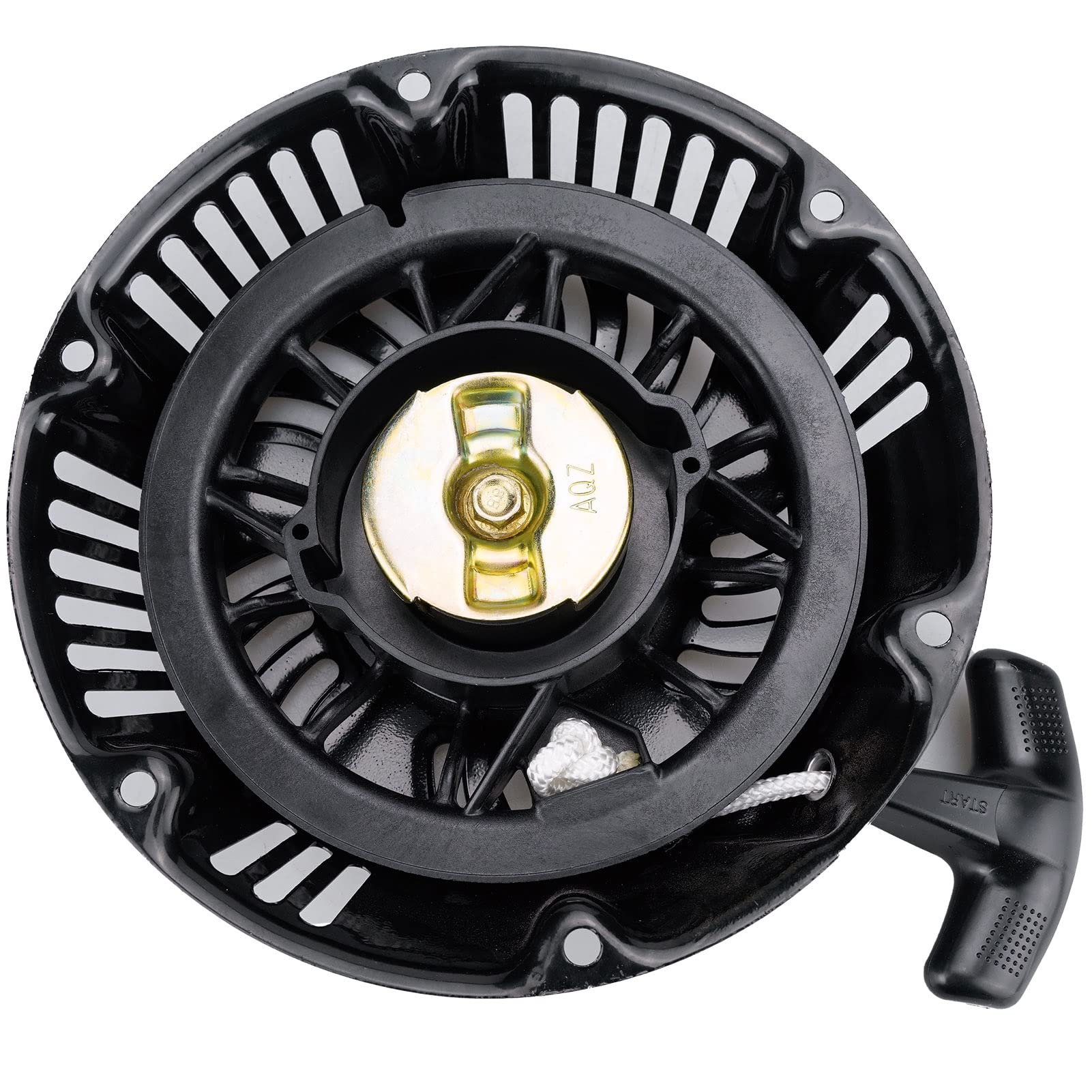 JJing recoil starter mounted on Predator engine demonstrating direct-fit installation