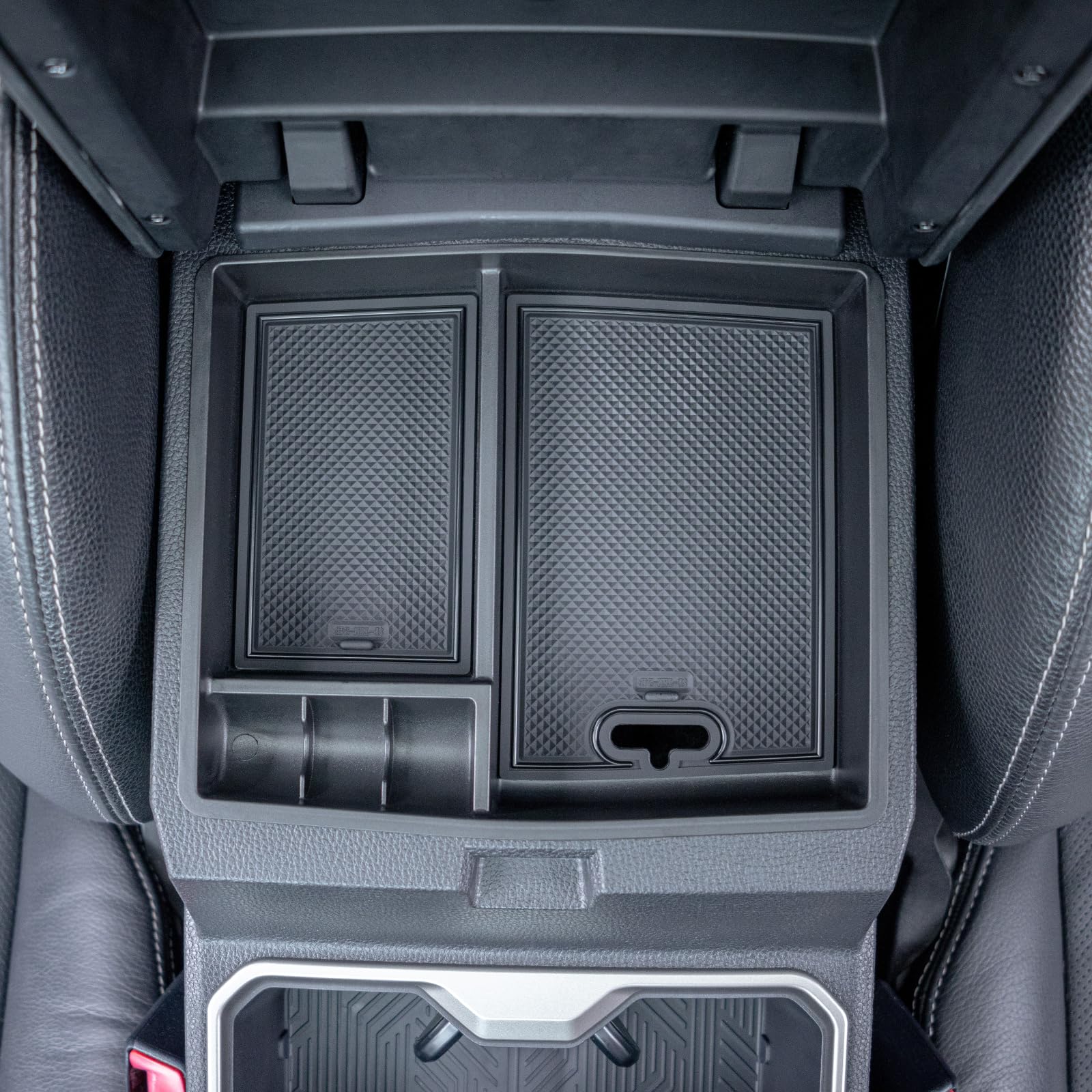JKCOVER front view of tray showing tidy compartments and OEM look