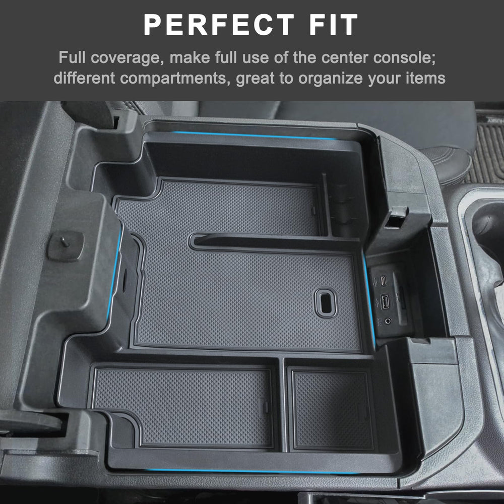 JKCOVER installed in Silverado center console demonstrating snug, gap-free fit