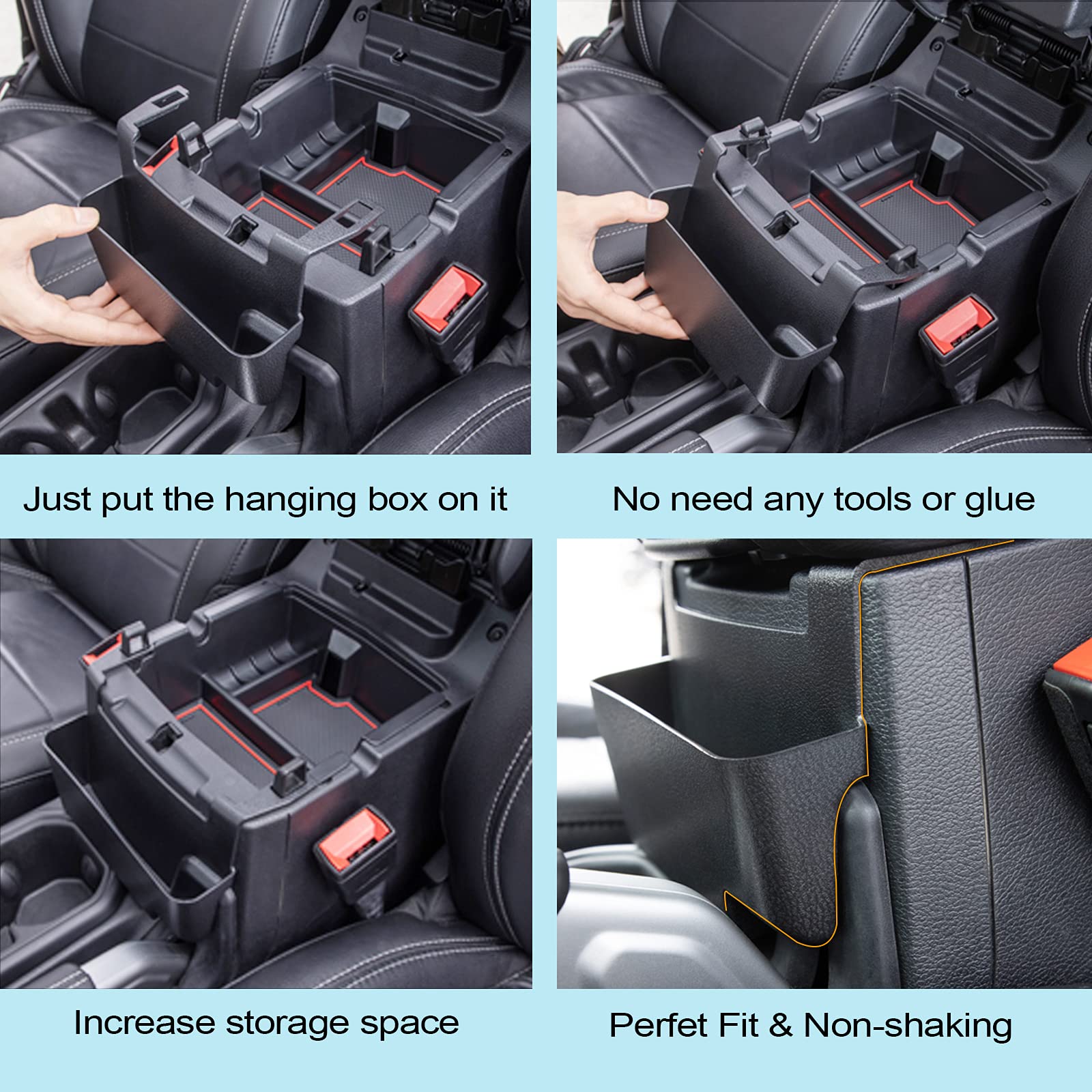 JKCOVER hanging box installed in Jeep Wrangler JL for easy access