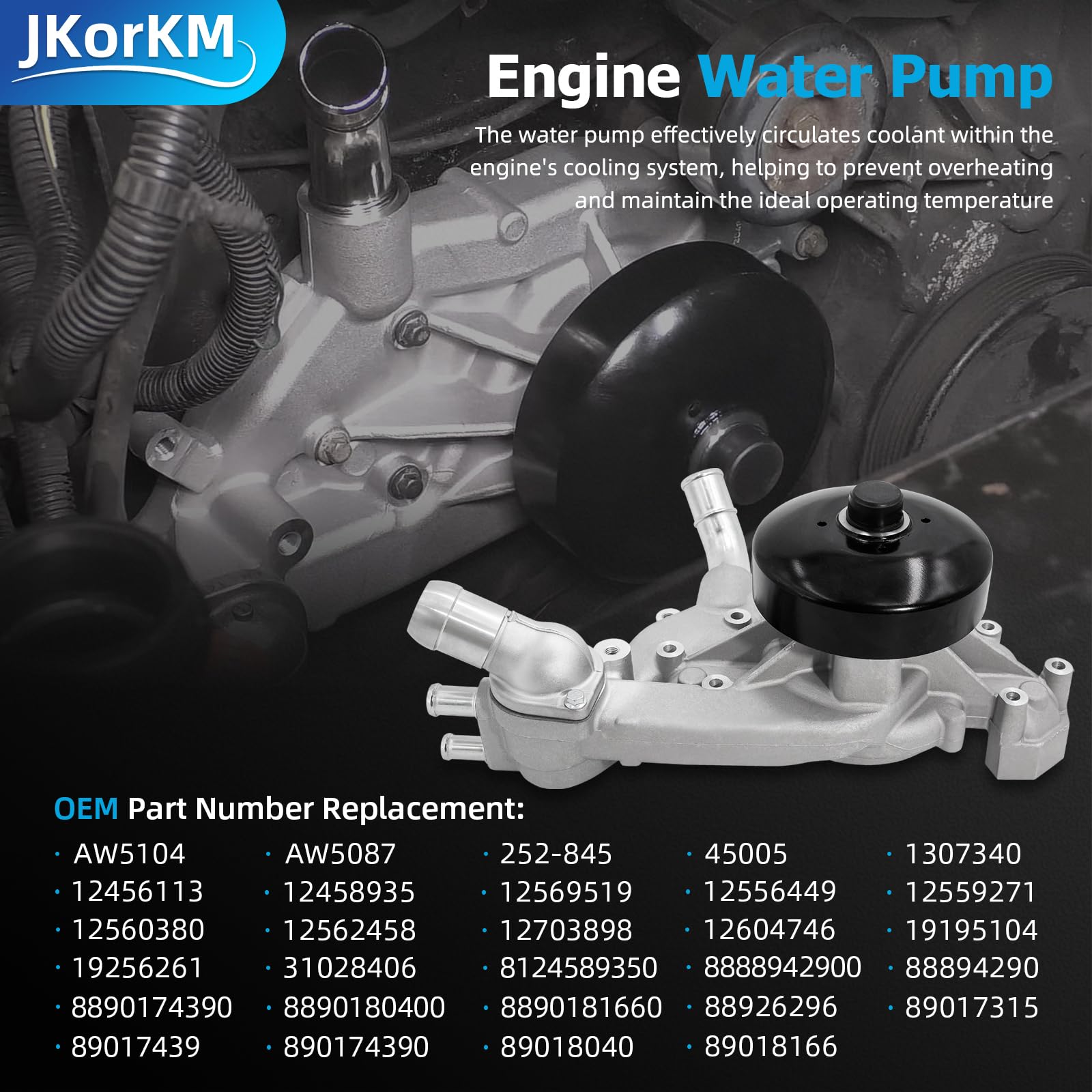 JkorkM impeller detail displaying blades for improved coolant flow and durability