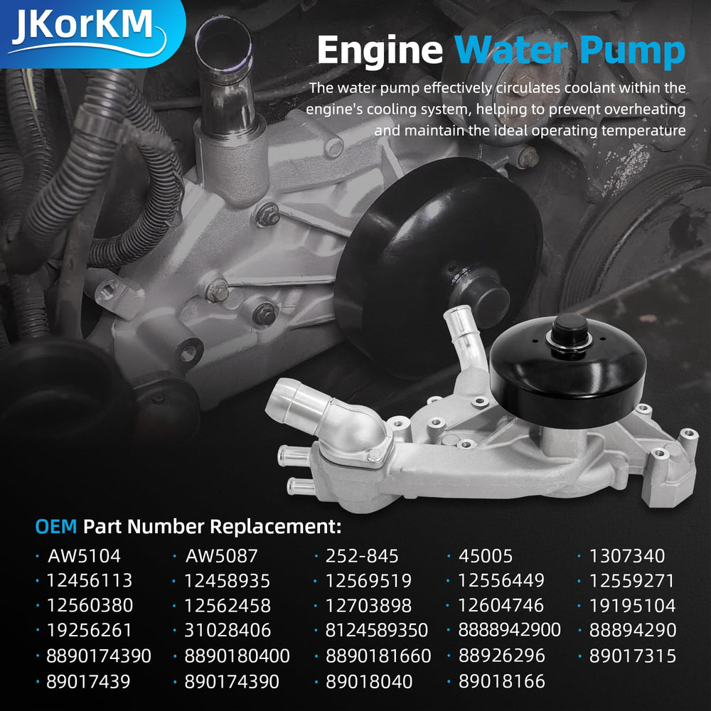 JkorkM impeller detail displaying blades for improved coolant flow and durability