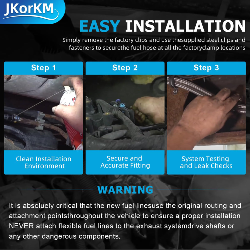 JkorkM hoses beside ruler and hand for scale, helps verify correct hose lengths