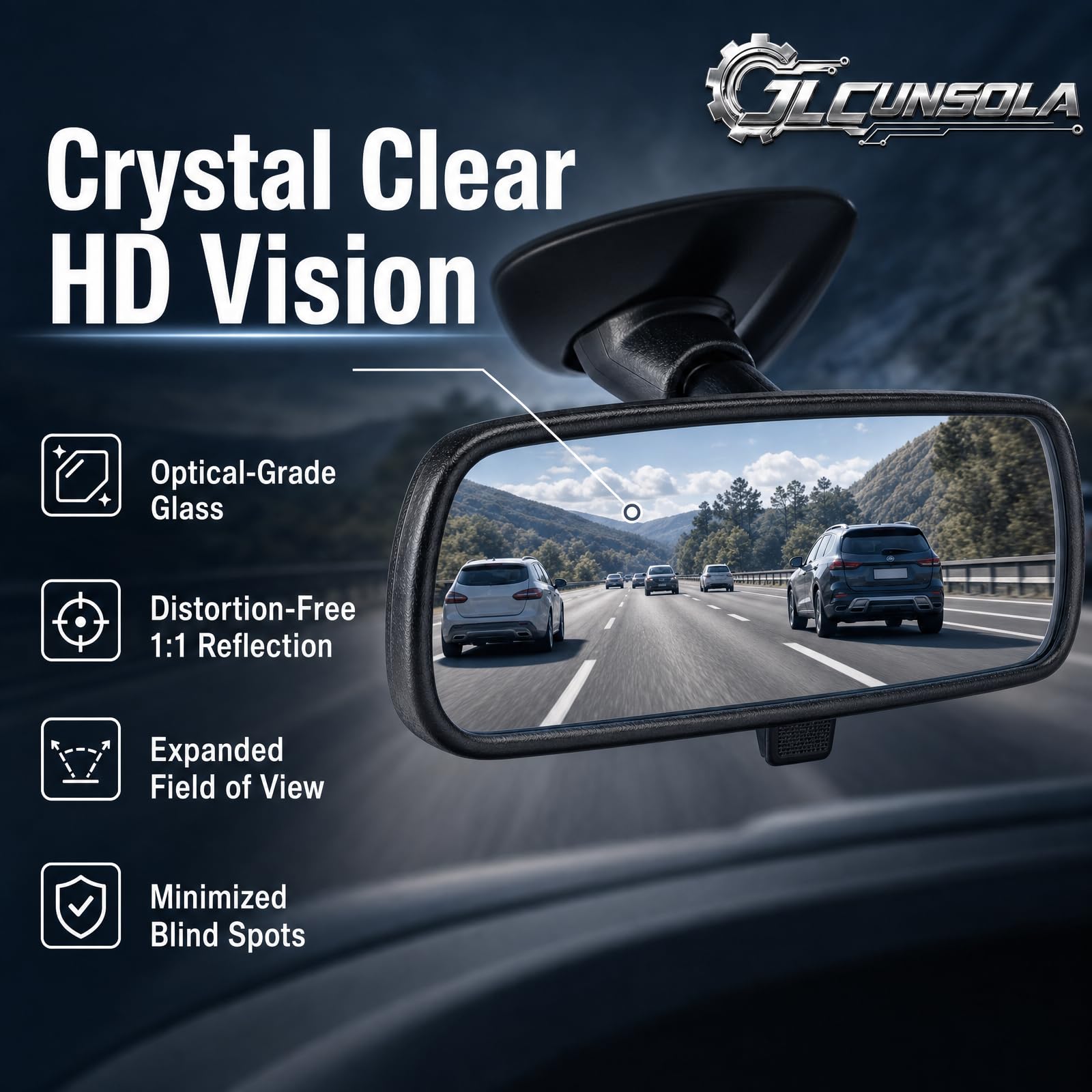 JLCunsola mirror held in hand showing compact size and DIY installation benefit
