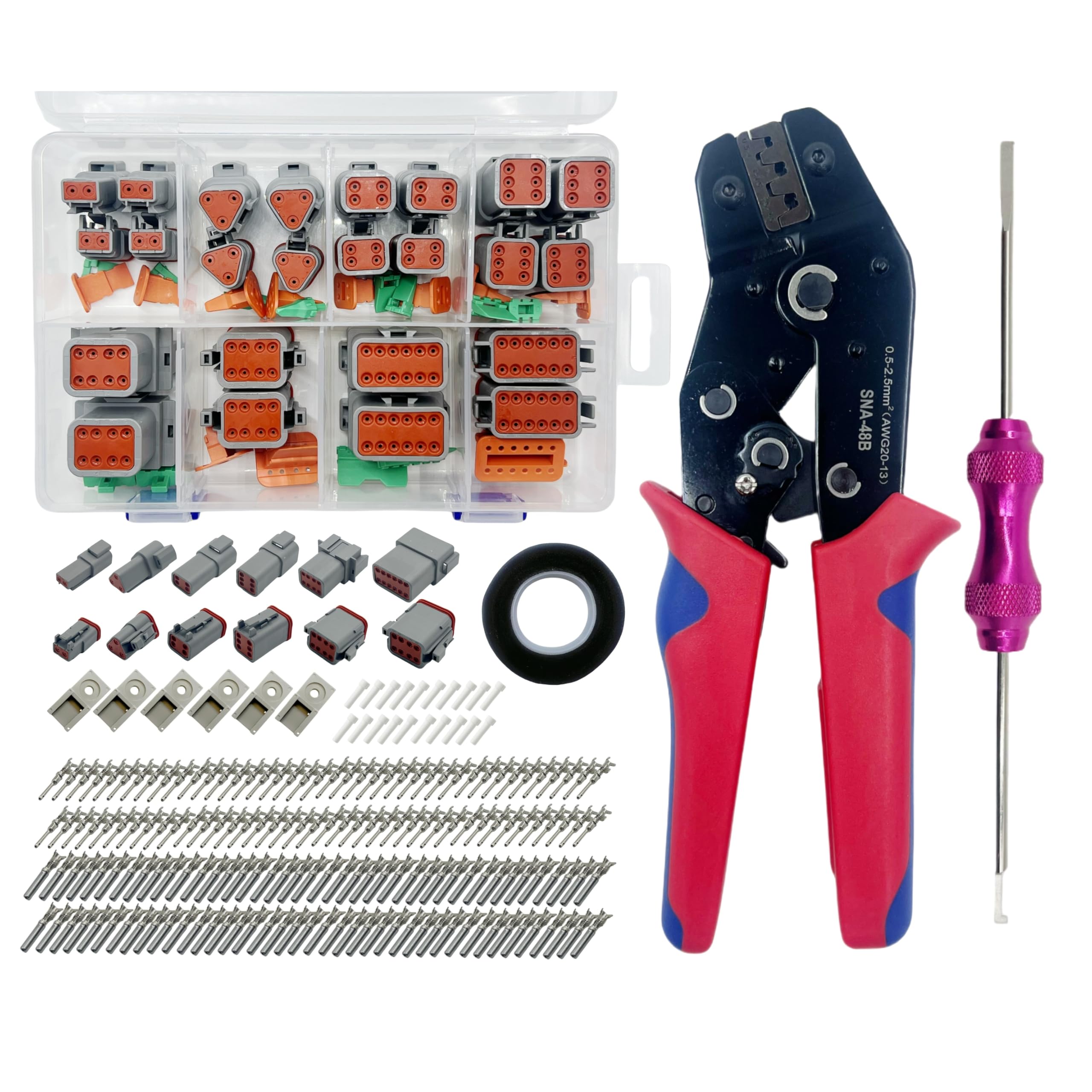 JLHTQR kit front packaging showing full Deutsch DT set and tools for quick identification and convenience