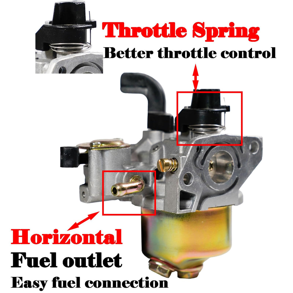 JMCHstore carburetor kit parts laid out showing included jets, gaskets and fuel hose
