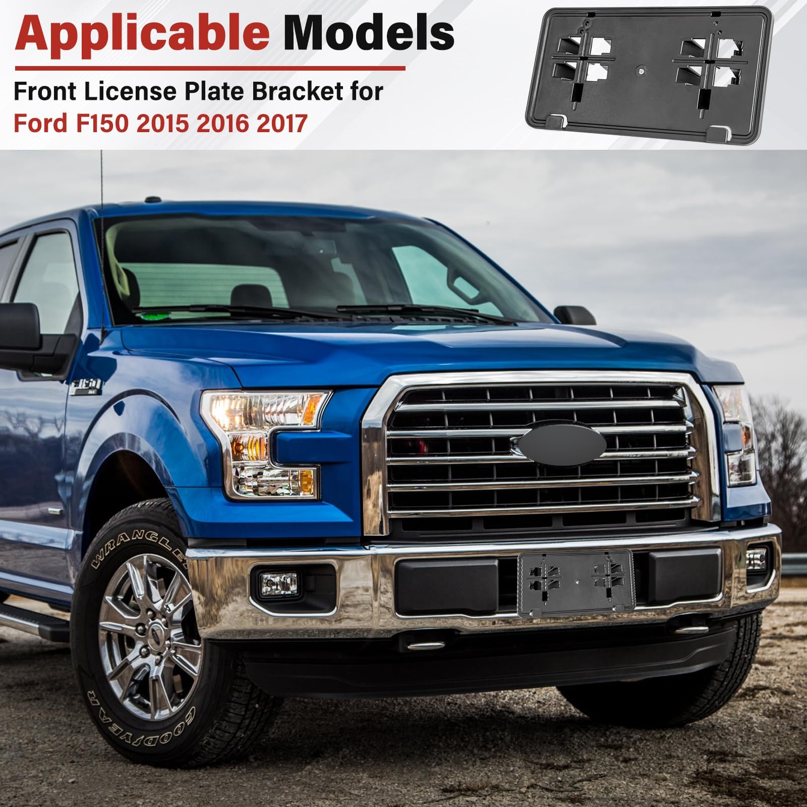 Jogscay bracket on F150 in driveway lifestyle scene showing restored appearance benefit