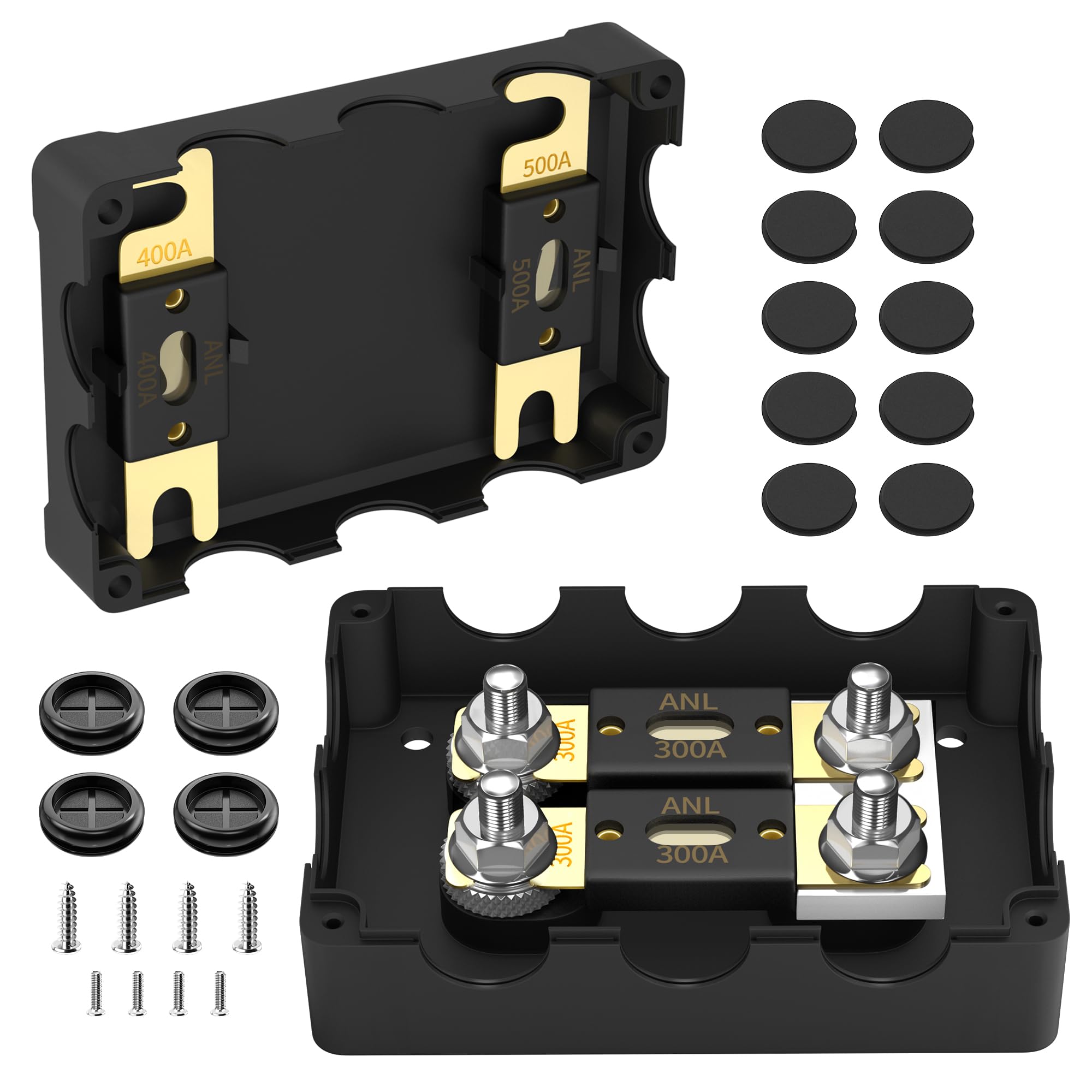Joinfworld fuse holder front view showing included ANL fuses and neat layout for easy installation