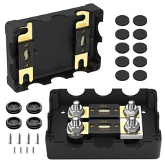 Joinfworld fuse holder front view showing included ANL fuses and neat layout for easy installation